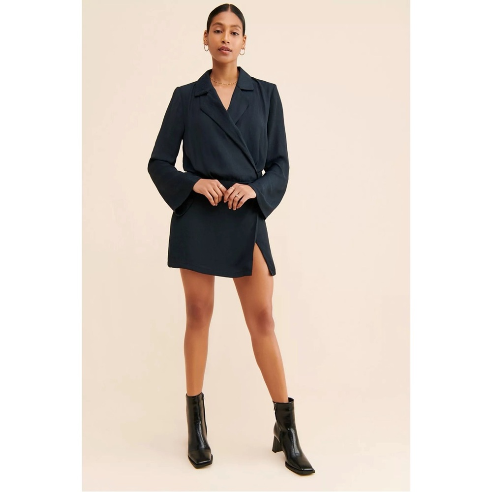 SOLD 🌈 NEW FREE PEOPLE SIMONE MINI BLACK BLAZER SUIT DRESS XS - Picture 6 of 16